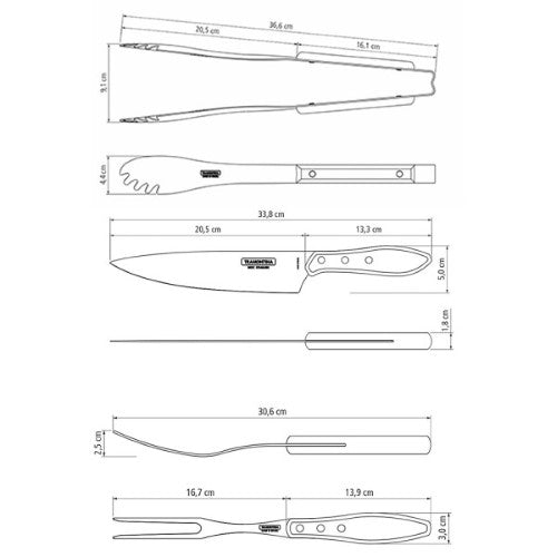 Churrasco Barbecue Set Polywood 3 Piece Set - Tramontina