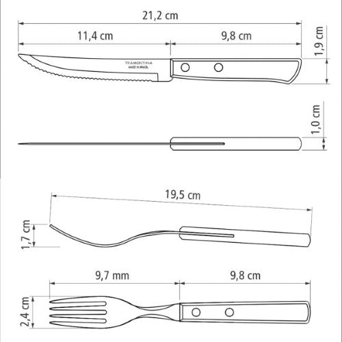 Churrasco Steak Knife Polywood Traditional Steak Set Red 12pc - Tramontina