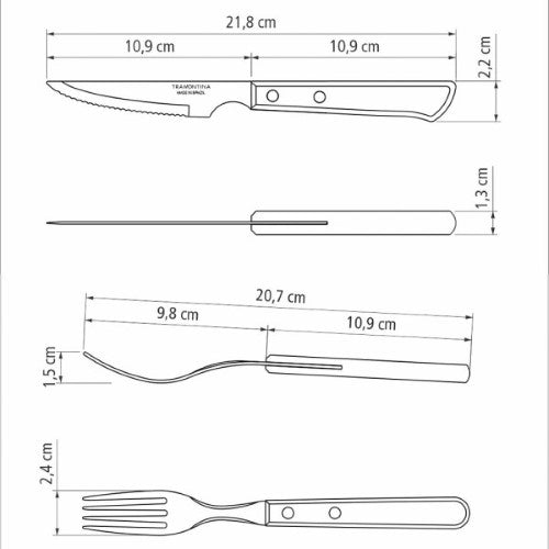 Churrasco Spanish Steak Cutlery 12 Piece Set - Red - Tramontina