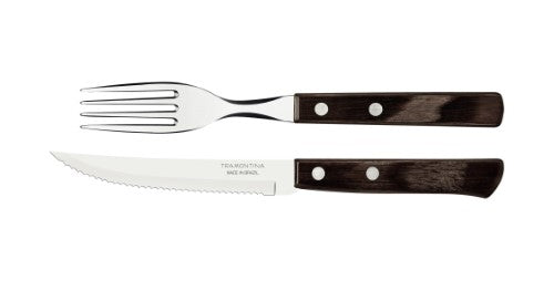 Churrasco Steak Knife Polywood Traditional Steak Set Brown 12pc - Tramontina
