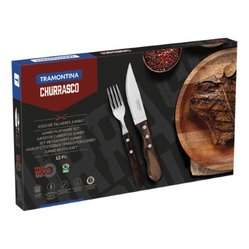 Churrasco Jumbo Steak Cutlery 12 Piece Set - Brown - Tramontina