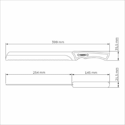 Churrasco Black Collection Serrated Knife 10", 25cm - Tramontina