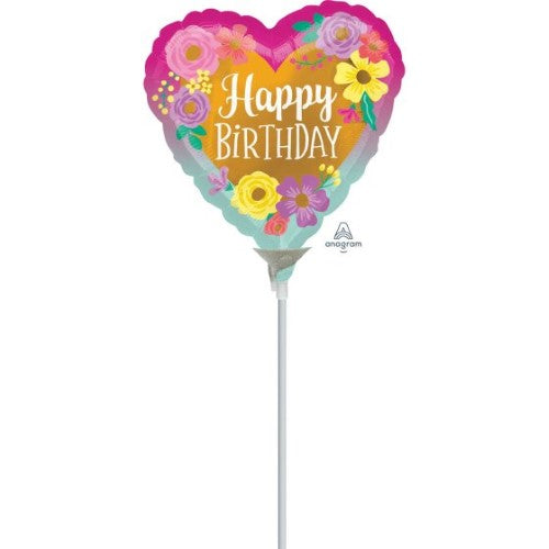 22cm Happy Birthday Painted Flowers