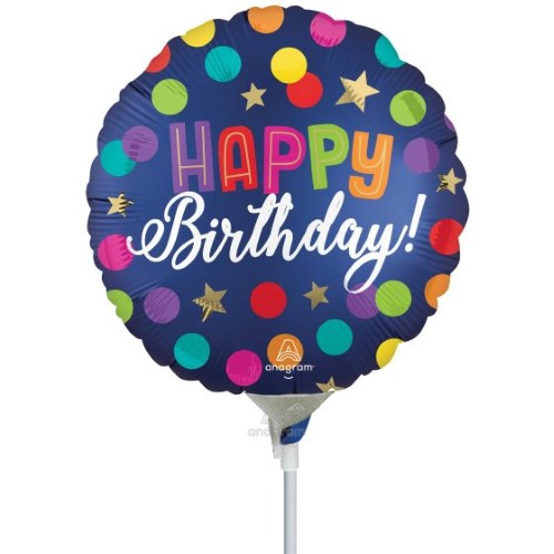 22cm Happy Birthday Blue Confetti