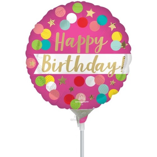 22cm Happy Birthday Pink Confetti
