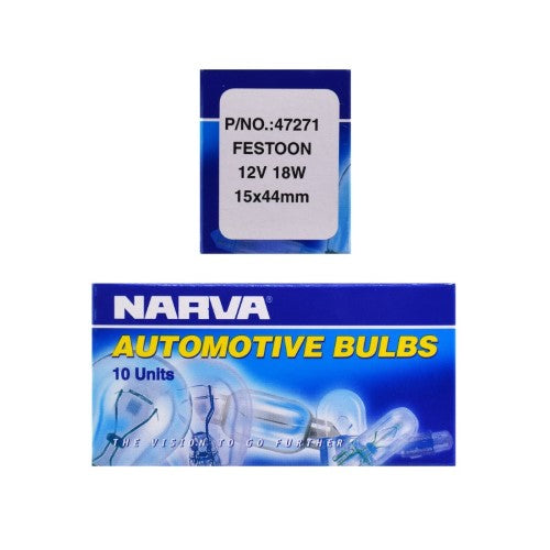 Narva - Globe 12v 18w 15x44mm Festoon Pk10