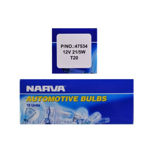 Narva - Globe 12v 21/5w T20 Wedge Base Pk10