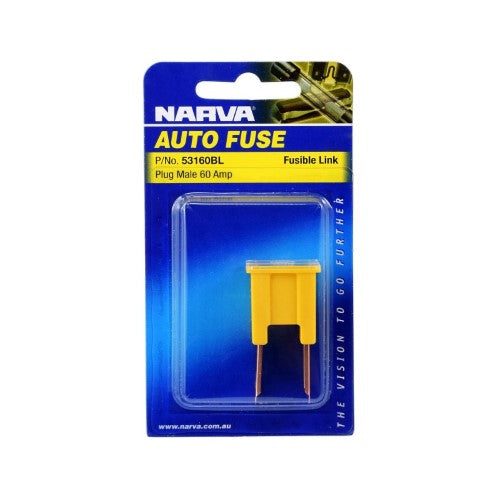 Male Plug In Fusible Link - 60 Amp Yellow (Blister Pack Of 1)