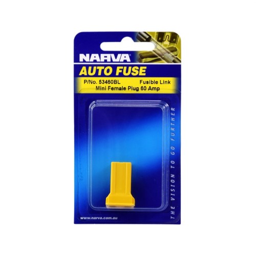 Mini Female Fusible Link - 60A Yellow - Plug in (Blister 1 Pack) - Narva