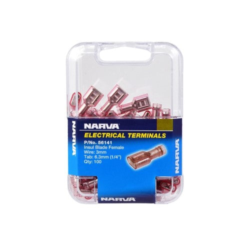 Female Blade Terminal - 6.3 X 0.8mm (Red - 100 Pack) (56141)