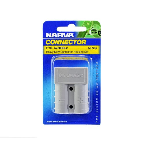 Heavy-Duty 50 Amp Connector Housing Grey W/ Copper Terminals