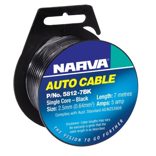 Narva - CABLE SINGLE CORE 2.5mm 7M BLACK
