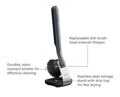 SinkTech Dish Brush with stainless-steel storage stand - Joseph Joseph
