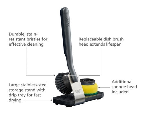 SinkTech Soap-Dispensing Palm Brush with Large Storage Stand - Joseph Joseph