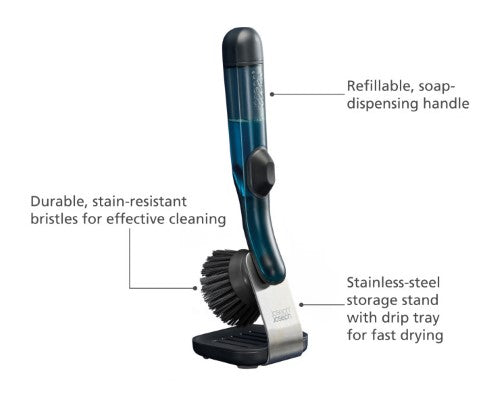 SinkTech Soap-Dispensing Dish Brush with Storage Stand - Joseph Joseph