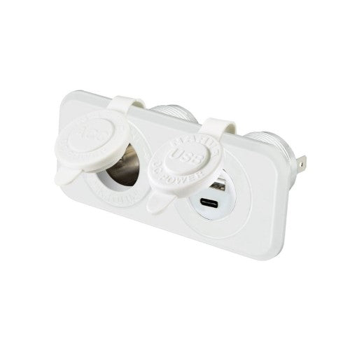 Heavy Duty Twin Accessory/USB/USB C Socket White - Narva