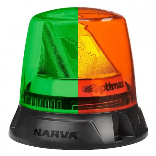 NARVA - OPTIMAX LED ROTATING BEACON AMBER/GREEN FLANGE BASE
