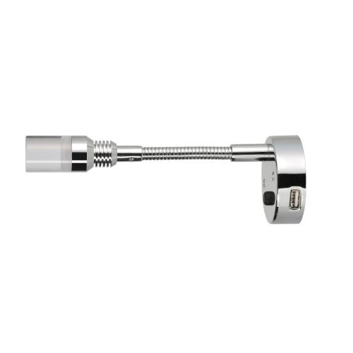 12V INTERIOR LAMP W TOUCH SWITCH AND 2A USB SOCKET SILVER