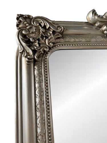 Ornate Bevelled Mirror - Antique Silver
