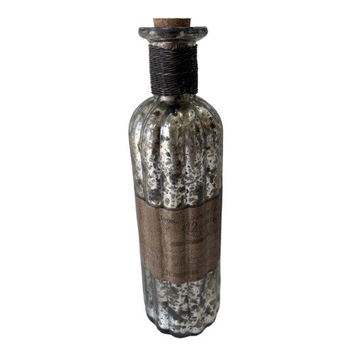 French Chateau Antique Bottle - Rustic Antique Silver - 28cm
