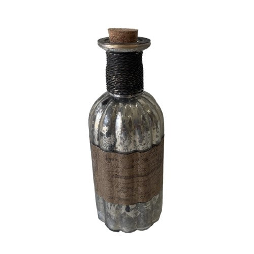 French Chateau Antique Bottle - Rustic Antique Silver - 21cm