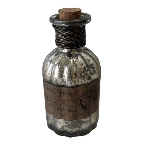 French Chateau Antique Bottle - Rustic Antique Silver - 15cm