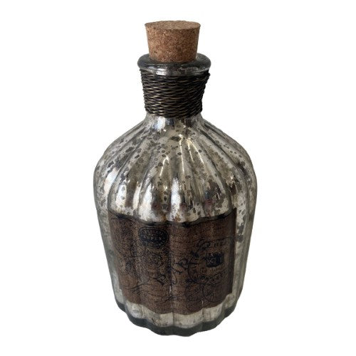 French Chateau Antique Bottle - Rustic Antique Silver - 16cm