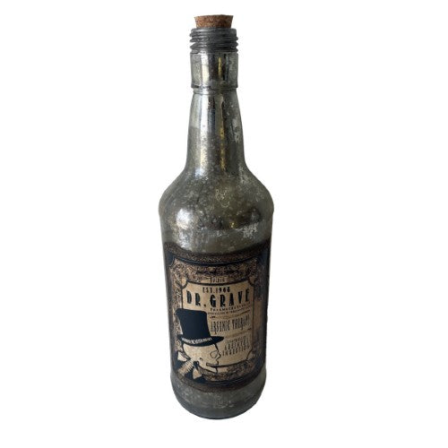French Chateau Antique Medicine Bottle - Rustic Antique Silver - 29cm