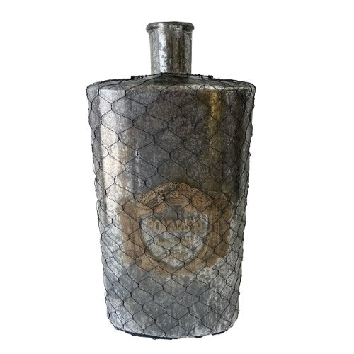 French Chateau Antique Bottle - Rustic Antique Silver - 45cm