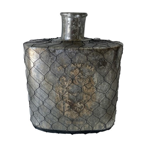 French Antique Bottle - Rustic Antique Silver - 28cm