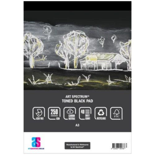 Art Spectrum Black 250gsm 40 Sheet Toned Pads- A3