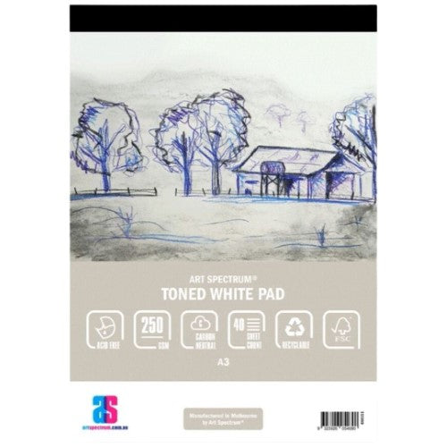 Art Spectrum White 250gsm 40 Sheet Toned Pads- A3