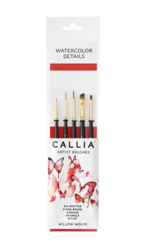 Willow Wolfe Callia Watercolour Synthetic Kolinsky Details Brush Set