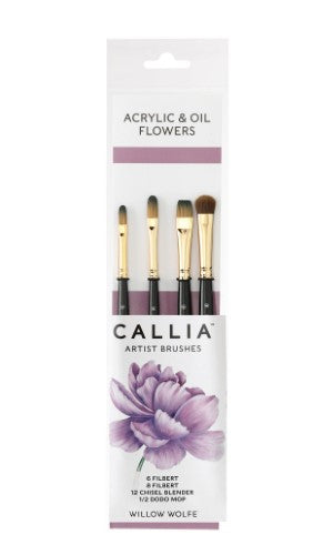 Willow Wolfe Callia Acrylic & Oil Flowers Brush SetFlowers Set