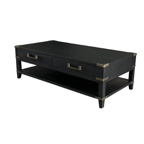Harlequin Coffee Table 2 Through Drawers - Old Pine / Metal Fittings