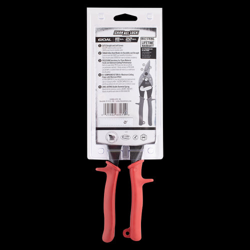 CHANNELLOCK Red Straight Aviation Snip - Left Cut