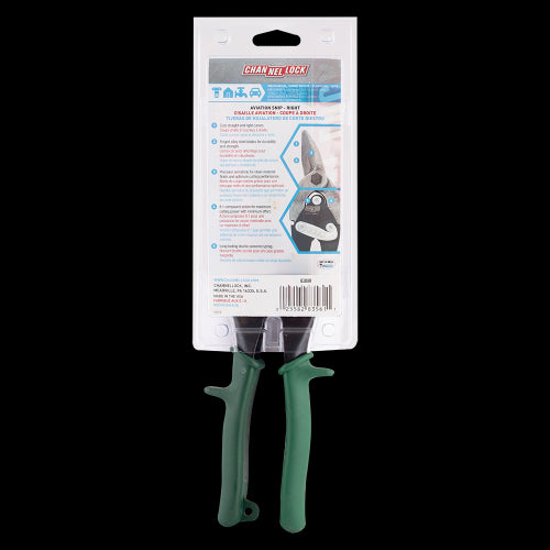 CHANNELLOCK Green Straight Aviation Snip - Right Cut