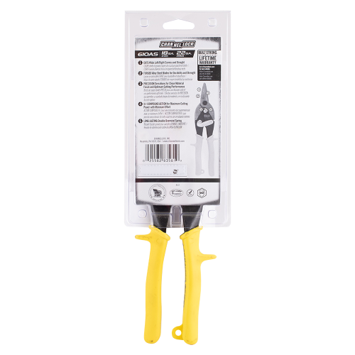 CHANNELLOCK Yellow Straight Aviation Snip - Straight Cut