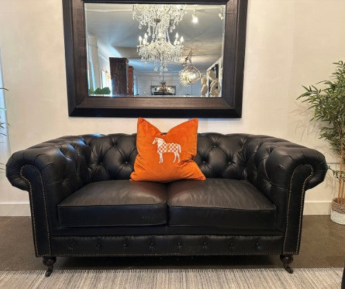 Snugg & Co. Cushion Cover - Horse Embroidery Cushion Cover - Orange Velvet
