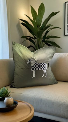 Snugg & Co. Cushion Cover - Horse Embroidery Cushion Cover - Green Velvet