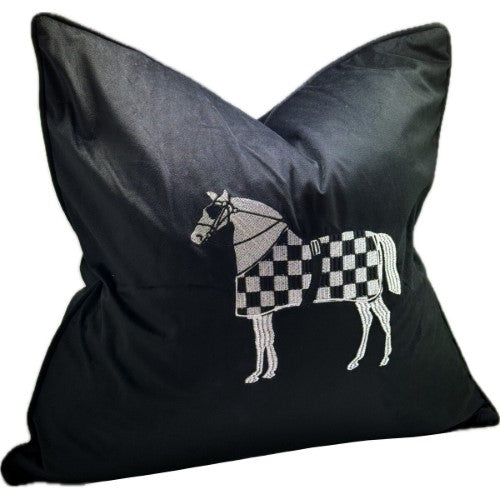 Snugg & Co. Cushion Cover - Horse Embroidery Cushion Cover - Black Velvet