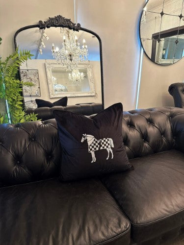 Snugg & Co. Cushion Cover - Horse Embroidery Cushion Cover - Black Velvet