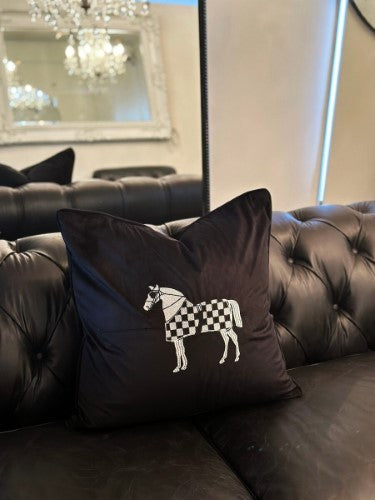 Snugg & Co. Cushion Cover - Horse Embroidery Cushion Cover - Black Velvet