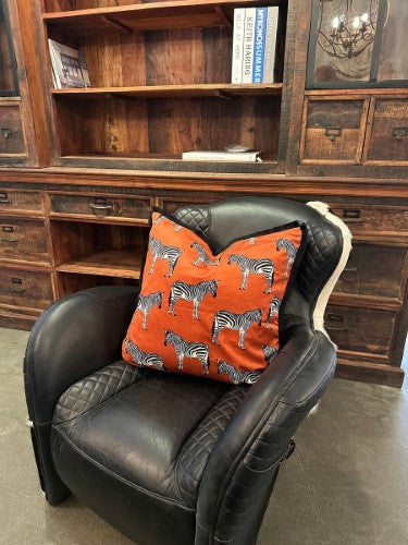 Snugg & Co. Cushion Cover - Zebra Print Cushion Cover - Orange Velvet