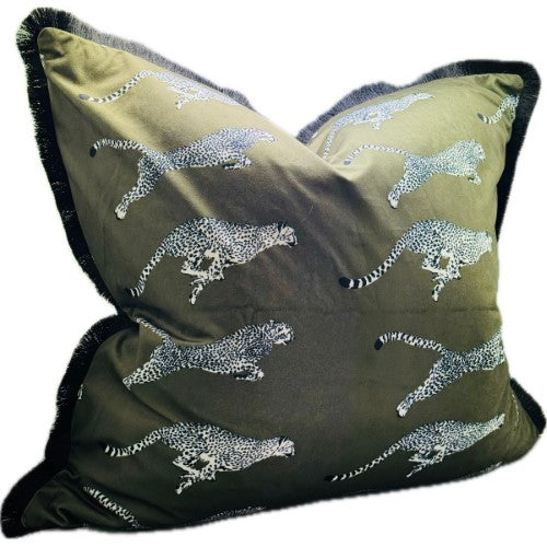 Snugg & Co. Cushion Cover - Leopard Printed Cushion Cover - Green Velvet