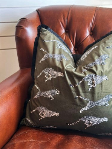 Snugg & Co. Cushion Cover - Leopard Printed Cushion Cover - Green Velvet