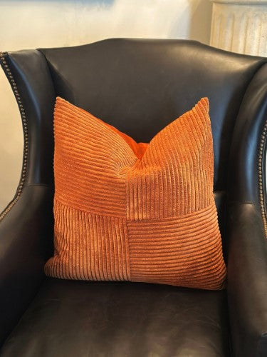 Snugg & Co. Cushion Cover - Patchwork Cushion Cover - Orange Corduroy