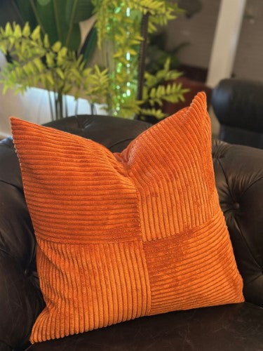 Snugg & Co. Cushion Cover - Patchwork Cushion Cover - Orange Corduroy
