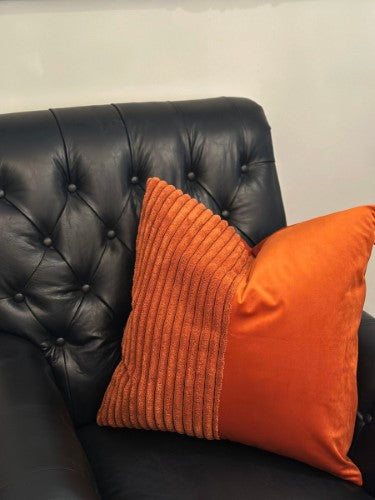 Snugg & Co. Cushion Cover - Patchwork Cushion Cover - Orange Corduroy Velvet