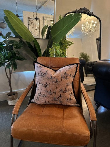 Snugg & Co. Cushion Cover - Bamboo Leaf Cushion Cover - Coffee Jacquard